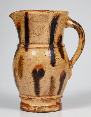 Exceptional Large-Sized Redware Pitcher w/ Mocha / Seaweed Decoration, attrib. Eberly, Strasburg