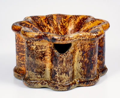 Rare Glazed Redware Spittoon, Inscribed