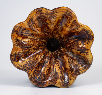 Rare Glazed Redware Spittoon, Inscribed