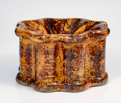 Rare Glazed Redware Spittoon, Inscribed