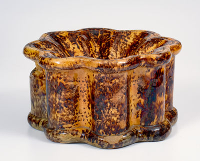 Rare Glazed Redware Spittoon, Inscribed 