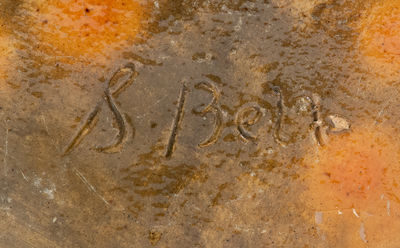 Rare Glazed Redware Spittoon, Inscribed 