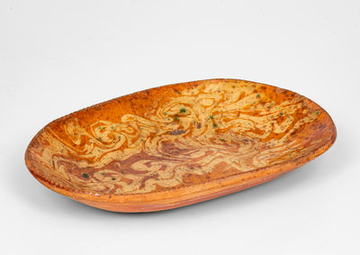 Fine Small-Sized PA Redware Loaf Dish w/ Marbled Slip Decoration, late 18th / early 19th century