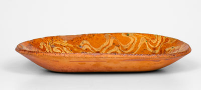 Fine Small-Sized PA Redware Loaf Dish w/ Marbled Slip Decoration, late 18th / early 19th century