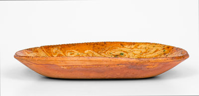 Fine Small-Sized PA Redware Loaf Dish w/ Marbled Slip Decoration, late 18th / early 19th century