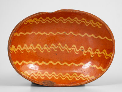 Very Rare J. McCULLY / TRENTON, NJ Slip-Decorated Redware Loaf Dish