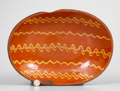 Very Rare J. McCULLY / TRENTON, NJ Slip-Decorated Redware Loaf Dish