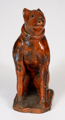 Rare Glazed Redware Figure of a Dog, attrib. Jesiah Shorb, West Manheim Twp, York County, PA