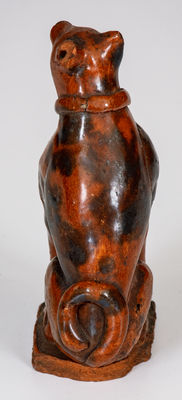 Rare Glazed Redware Figure of a Dog, attrib. Jesiah Shorb, West Manheim Twp, York County, PA