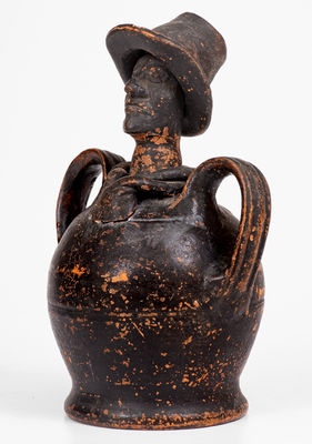 Exceedingly Rare Large Redware African-American Preacher Bank, Southern or Mid-Atlantic origin, c1840