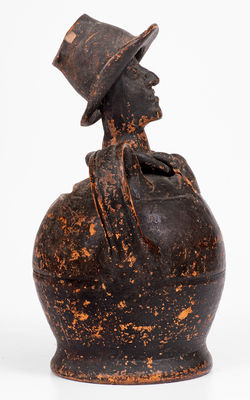 Exceedingly Rare Large Redware African-American Preacher Bank, Southern or Mid-Atlantic origin, c1840