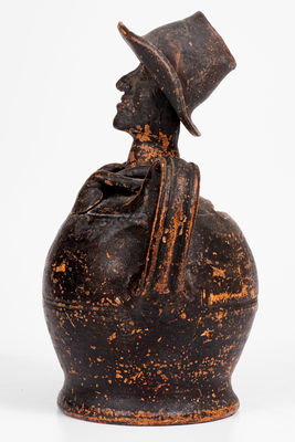 Exceedingly Rare Large Redware African-American Preacher Bank, Southern or Mid-Atlantic origin, c1840