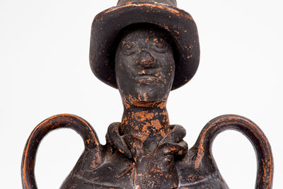 Exceedingly Rare Large Redware African-American Preacher Bank, Southern or Mid-Atlantic origin, c1840