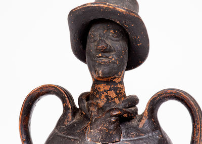 Exceedingly Rare Large Redware African-American Preacher Bank, Southern or Mid-Atlantic origin, c1840