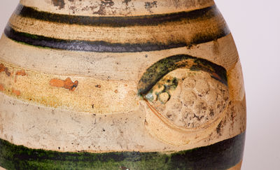 Exceptional J. EBERLY & CO / STRASBURG, VA Redware Wing-Handled Urn w/ Bold Copper Decoration