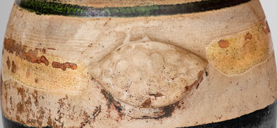 Exceptional J. EBERLY & CO / STRASBURG, VA Redware Wing-Handled Urn w/ Bold Copper Decoration