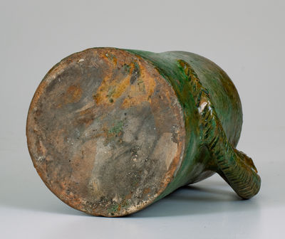 Copper-Glazed Redware Mug w/ Snake Handle, American, possibly Southern, late 19th century