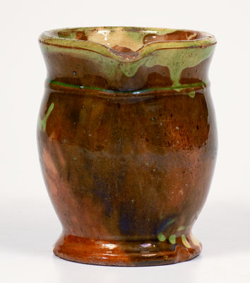 Multi-Glazed Redware Cream Pitcher attrib. S. Bell & Sons, Strasburg, VA, c1890