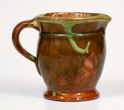 Multi-Glazed Redware Cream Pitcher attrib. S. Bell & Sons, Strasburg, VA, c1890