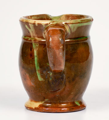 Multi-Glazed Redware Cream Pitcher attrib. S. Bell & Sons, Strasburg, VA, c1890