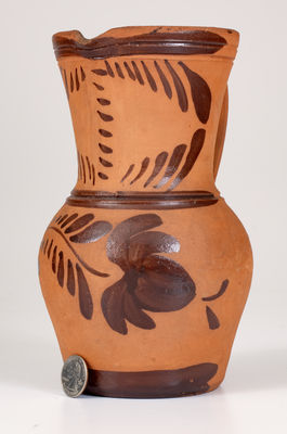 Large-Sized Southwestern PA Tanware Pitcher, New Geneva or Greensboro, c1885