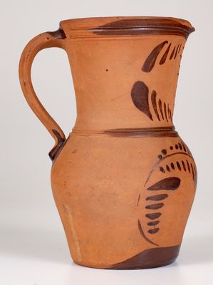 Large-Sized Southwestern PA Tanware Pitcher, New Geneva or Greensboro, c1885