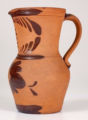 Large-Sized Southwestern PA Tanware Pitcher, New Geneva or Greensboro, c1885