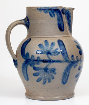 Fine attrib. Henry H. Remmey, Philadelphia, PA Stoneware Pitcher w/ Bold Floral Decoration