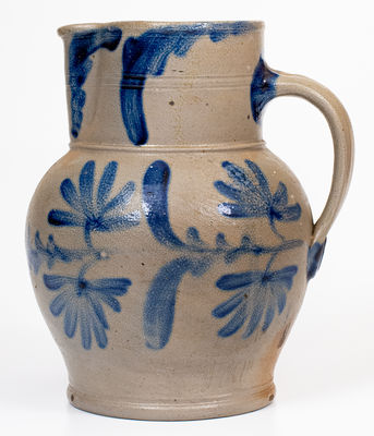 Fine attrib. Henry H. Remmey, Philadelphia, PA Stoneware Pitcher w/ Bold Floral Decoration