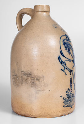 Fine 4 Gal. SATTERLEE & MORY / FORT EDWARD, N.Y. Stoneware Jug w/ Elaborate Pheasant on Stump