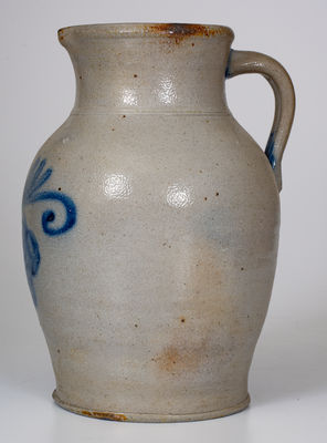 Attrib. Wingender (Haddonfield, New Jersey) Stoneware Pitcher w/ Cobalt Floral Decoration