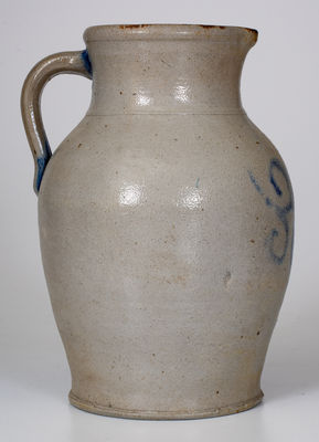 Attrib. Wingender (Haddonfield, New Jersey) Stoneware Pitcher w/ Cobalt Floral Decoration