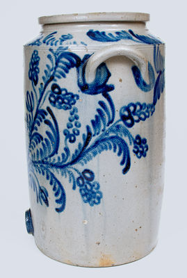 Exceptional 7 Gal. Baltimore Stoneware Water Cooler w/ Exuberant Decoration