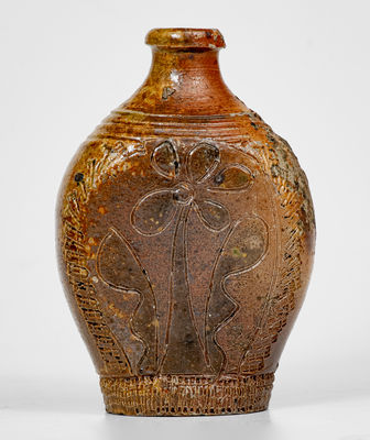 Crolius Family, Manhattan / New York City Stoneware Flask w/ Incised and Punched Decoration, 18th century