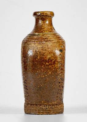 Exceedingly Rare and Important 18th Century Crolius Family (Manhattan) Stoneware Flask w/ Profuse Decoration