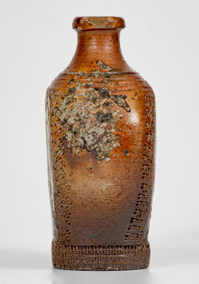 Exceedingly Rare and Important 18th Century Crolius Family (Manhattan) Stoneware Flask w/ Profuse Decoration