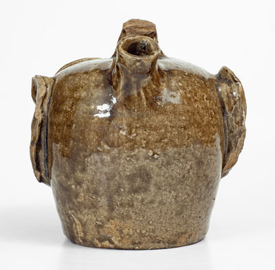 Rare and Important Edgefield District, SC Stoneware Face Harvest Jug w/ Elaborate Hand-Modeled Features