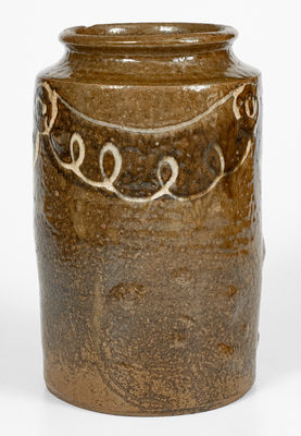 Rare and Fine Stoneware Jar w/ Two-Color Slip Decoration attrib. Thomas Chandler, Edgefield District, SC