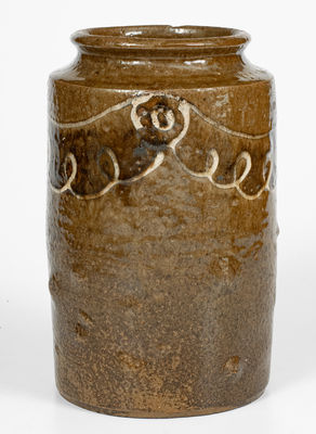 Rare and Fine Stoneware Jar w/ Two-Color Slip Decoration attrib.  Thomas Chandler, Edgefield District, SC