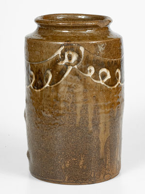 Rare and Fine Stoneware Jar w/ Two-Color Slip Decoration attrib.  Thomas Chandler, Edgefield District, SC