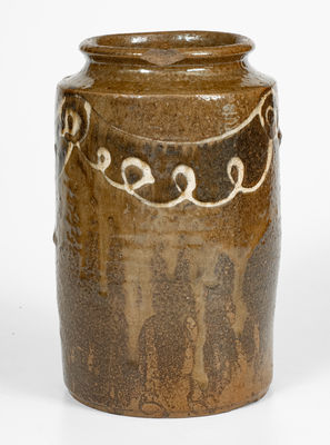 Rare and Fine Stoneware Jar w/ Two-Color Slip Decoration attrib.  Thomas Chandler, Edgefield District, SC