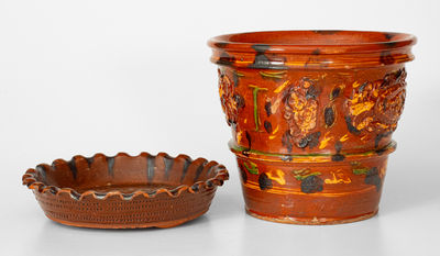 Exceptional Pennsylvania Redware Flowerpot: 