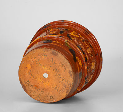 Exceptional Pennsylvania Redware Flowerpot: 