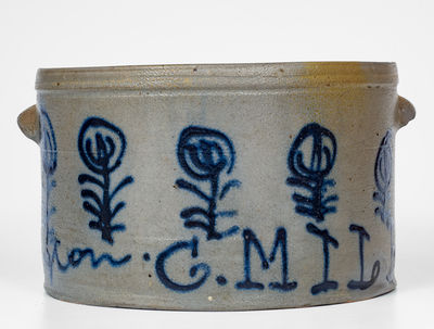 Important B. C. MILBURN / Alexandria Stoneware Butter Crock Inscribed 