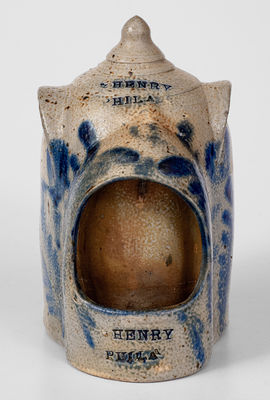 Exceptional Remmey, Philadelphia Stoneware Chick Waterer Marked HENRY / PHILA. for Local Bird Dealer