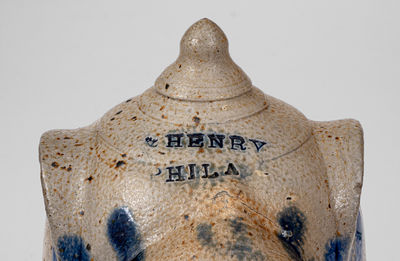 Exceptional Remmey, Philadelphia Stoneware Chick Waterer Marked HENRY / PHILA. for Local Bird Dealer