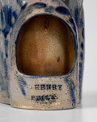 Exceptional Remmey, Philadelphia Stoneware Chick Waterer Marked HENRY / PHILA. for Local Bird Dealer