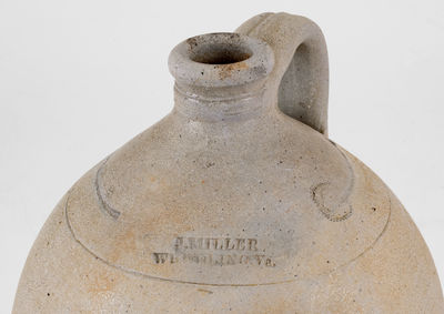 Rare J. Miller / Wheeling, Va (West Virginia) Stoneware Jug