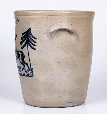Extremely Rare F. STETZENMEYER / ROCHESTER Stoneware Jar w/ Elaborate Slip-Trailed Rabbit Decoration