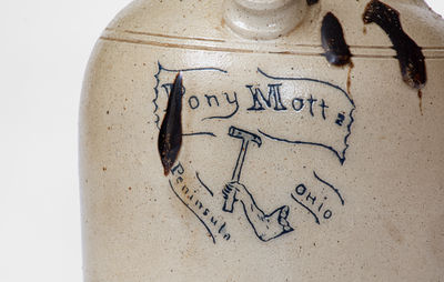 Extremely Rare "Pony Mott / Peninsula, Ohio" Stoneware Blacksmith's Harvest Jug
